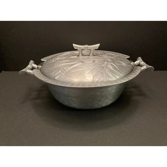 Vintage Everlast Aluminum "Bali Bamboo" 1948-1959 Casserole w/ Pyrex Insert MCM - Picture 1 of 15